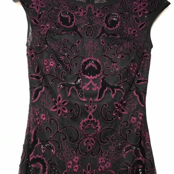 AIDAN MATTOX Embroidered/ Bead Formal Dress- Color Burgundy AIDAN MATTOX Embroidered/ Bead Formal Dress- Color Burgundy
